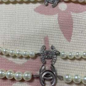 Diamonds studded Silver Alphabets Pearls Sweater Chain Necklace with extension chain CCXL-9120031 photo review